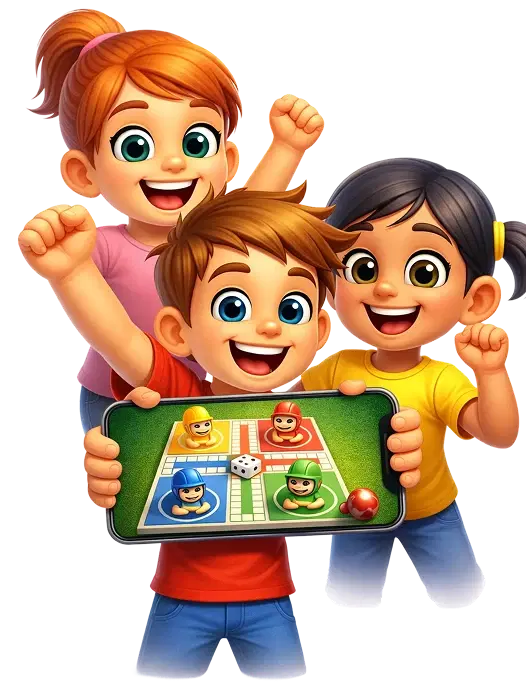 Happy family playing Ludo